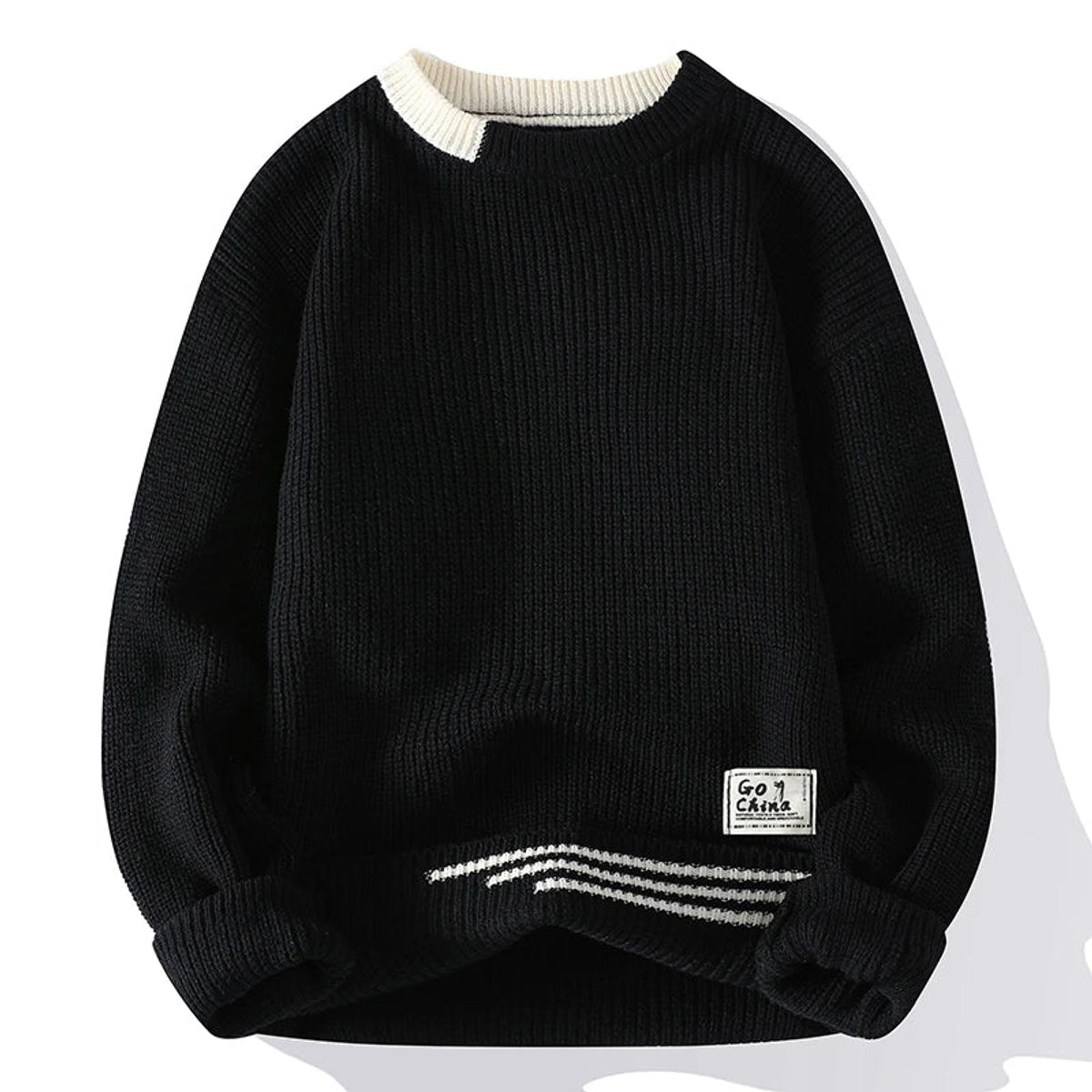 Color Block Knitted Sweater Smart Casual Stretch Fit 3