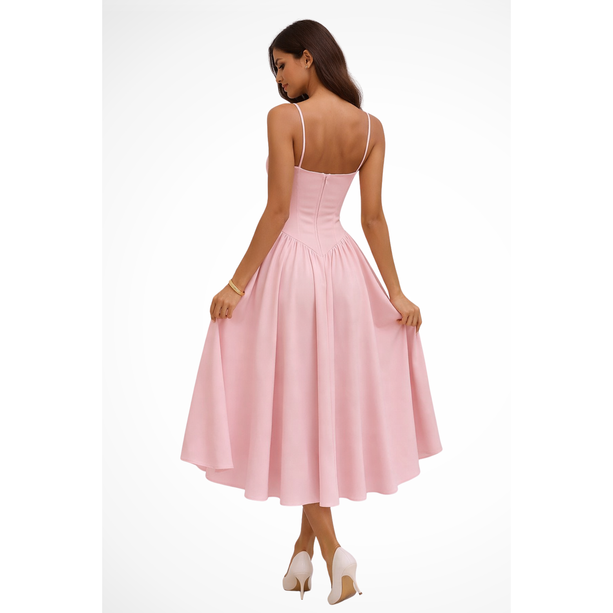 Corset Bodice A-Line Midi Dress Women's Formal Cocktail Dress Elegant for Weddings 1