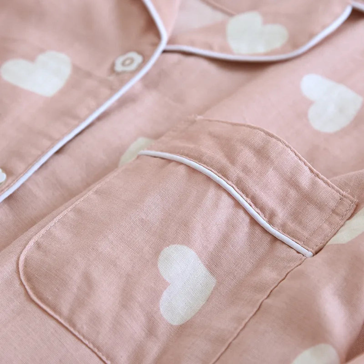 Cotton Pajama Set Women Heart Print Relaxed Fit Sleepwear 5