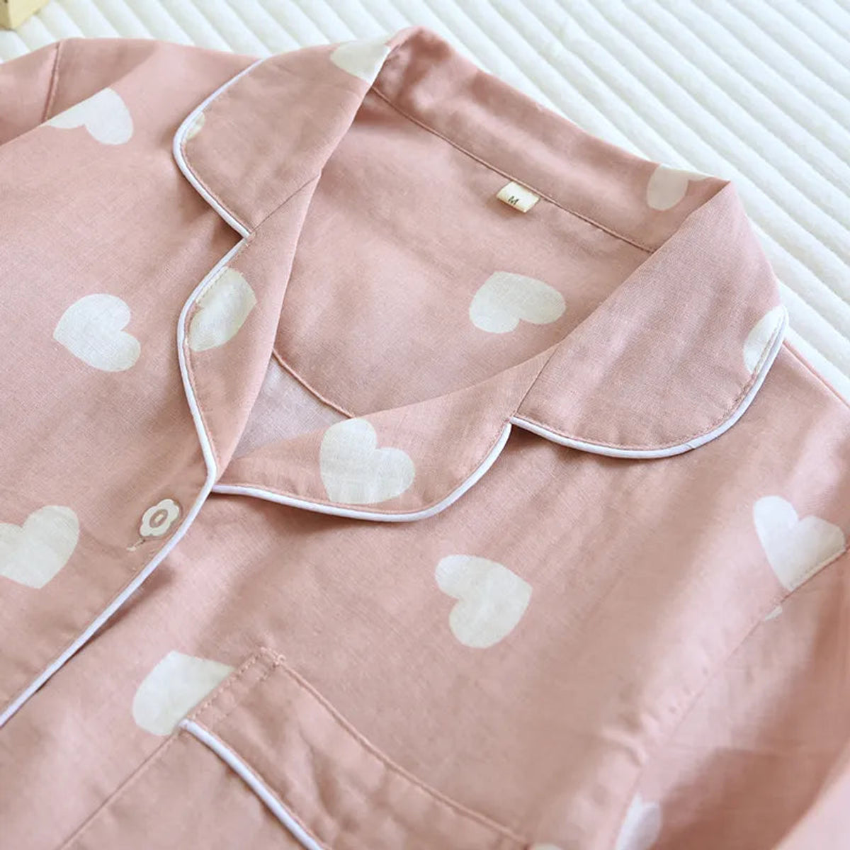 Cotton Pajama Set Women Heart Print Relaxed Fit Sleepwear 6