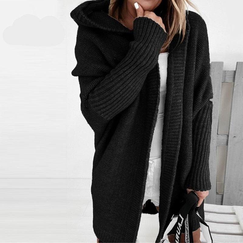 Cozy Oversized Women's Cardigan Hooded Knitwear for Autumn 3