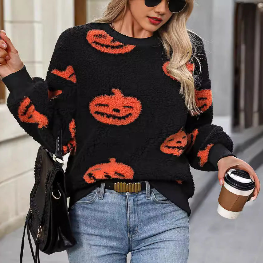 Cozy Sweatshirt Women Halloween Motif Casual Comfort 3