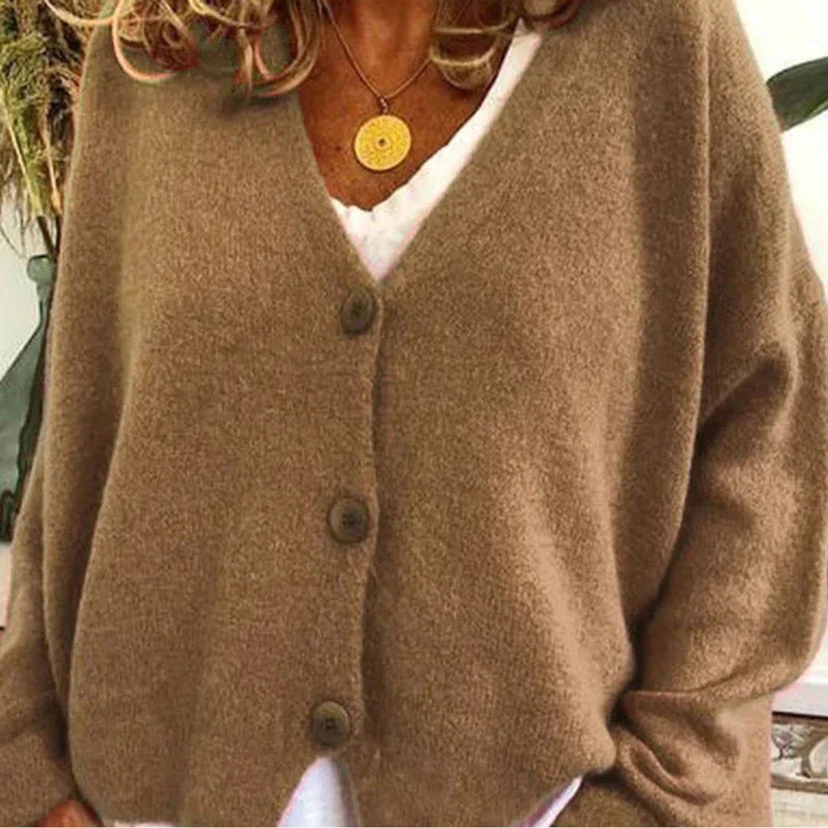 Cozy V-Neck Cardigan Women Button Sweater Chic Layering Essential 0