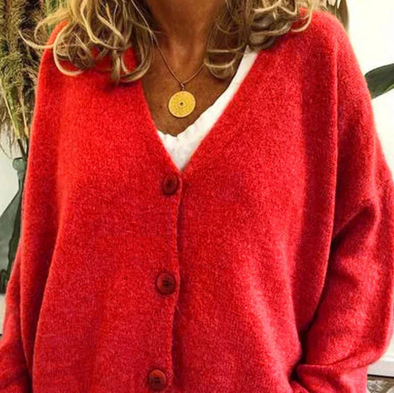 Cozy V-Neck Cardigan Women Button Sweater Chic Layering Essential 11