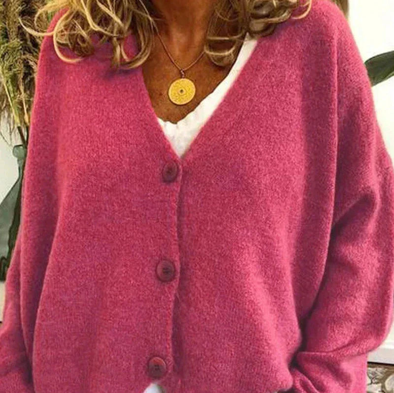 Cozy V-Neck Cardigan Women Button Sweater Chic Layering Essential 14