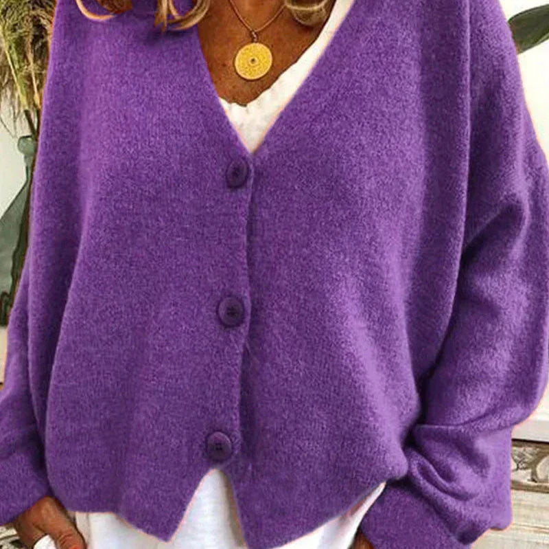 Cozy V-Neck Cardigan Women Button Sweater Chic Layering Essential 2