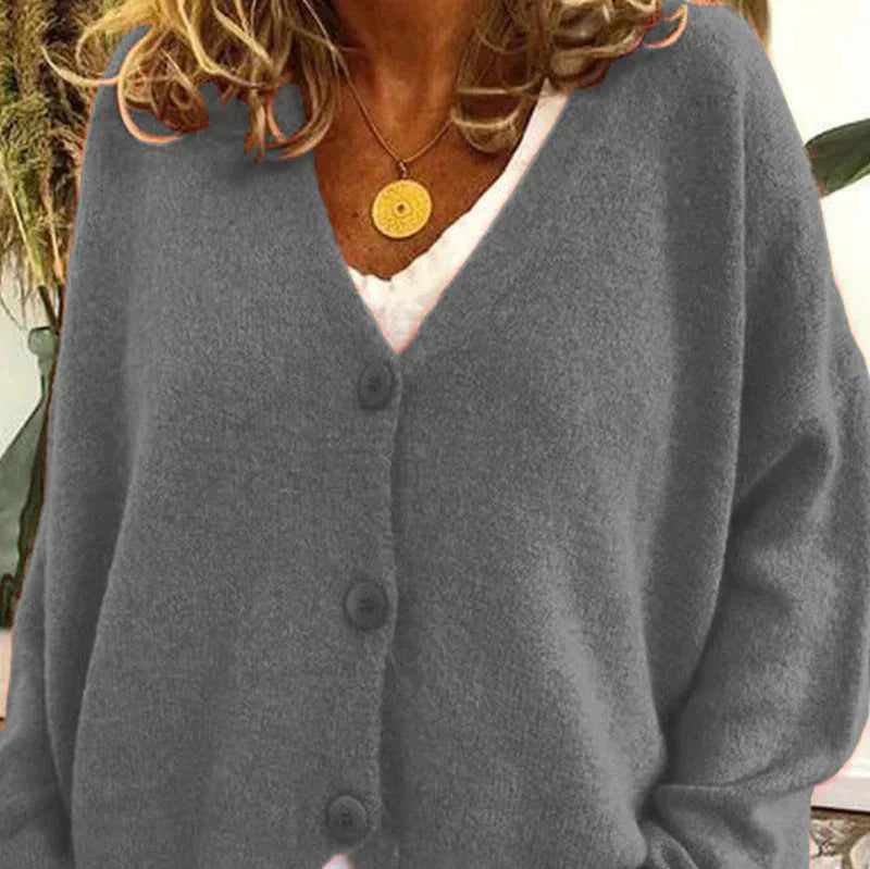 Cozy V-Neck Cardigan Women Button Sweater Chic Layering Essential 3