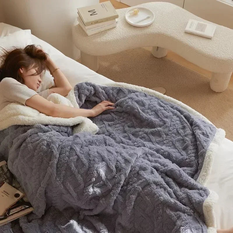 Cozy Winter Lambswool Blanket Warm Soft Plush Design for Ultimate Comfort 4