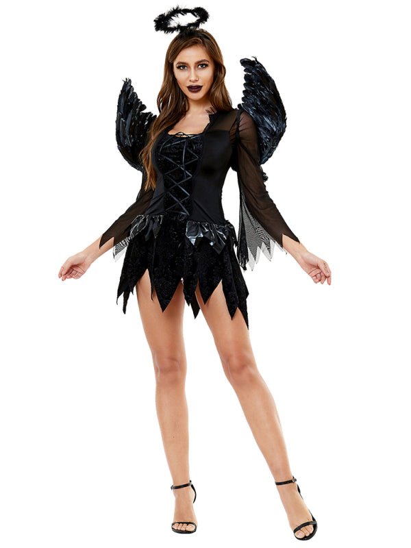 Dark Angel Costume Mini Halloween Outfit with Wings 4