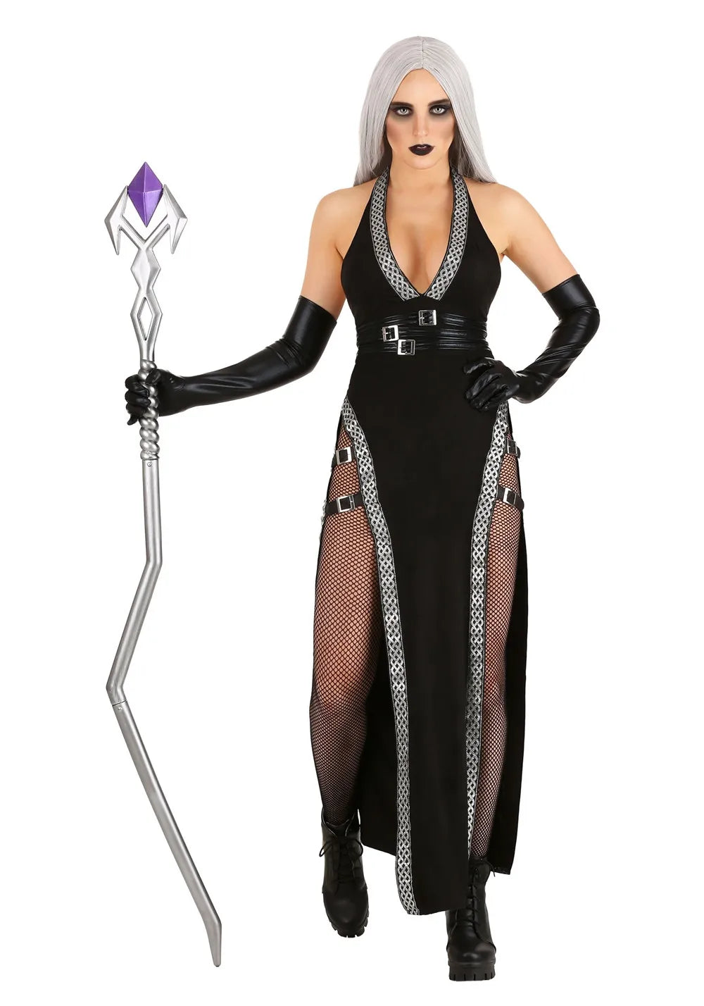 Dark Gothic Witch Costume Women Maxi Dress for Halloween 1