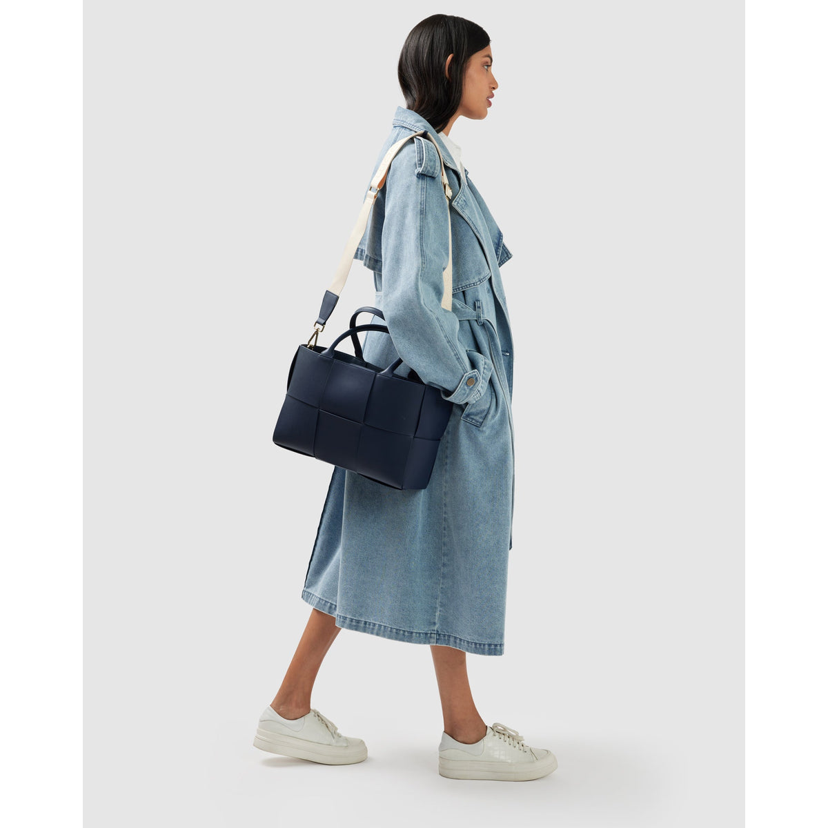 Denim Trench Coat Women Stonewash Oversized Fit Modern Style 5