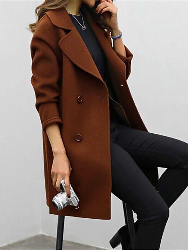 Double-Breasted Trench Coat Women Notched Lapel Winter Elegance 2
