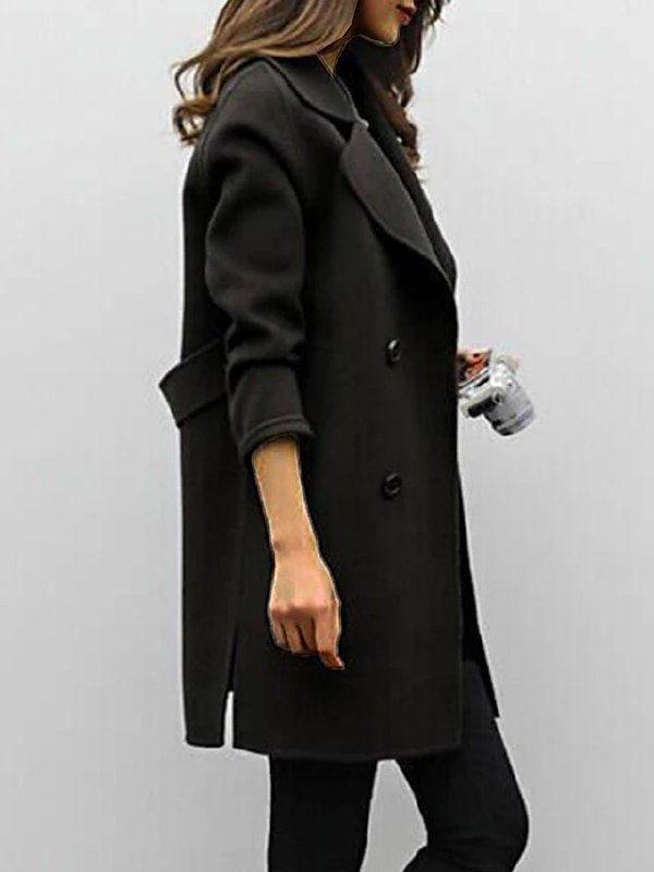 Double-Breasted Trench Coat Women Notched Lapel Winter Elegance 3