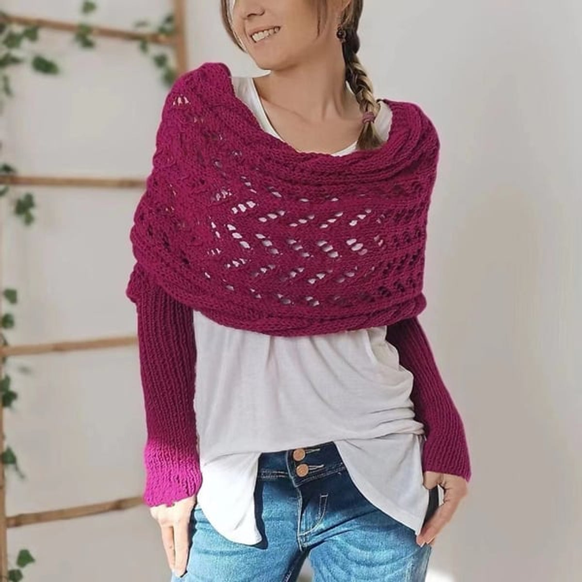 Double Sleeve Scarf Stylish Cozy Versatile Accessory for All Seasons 15