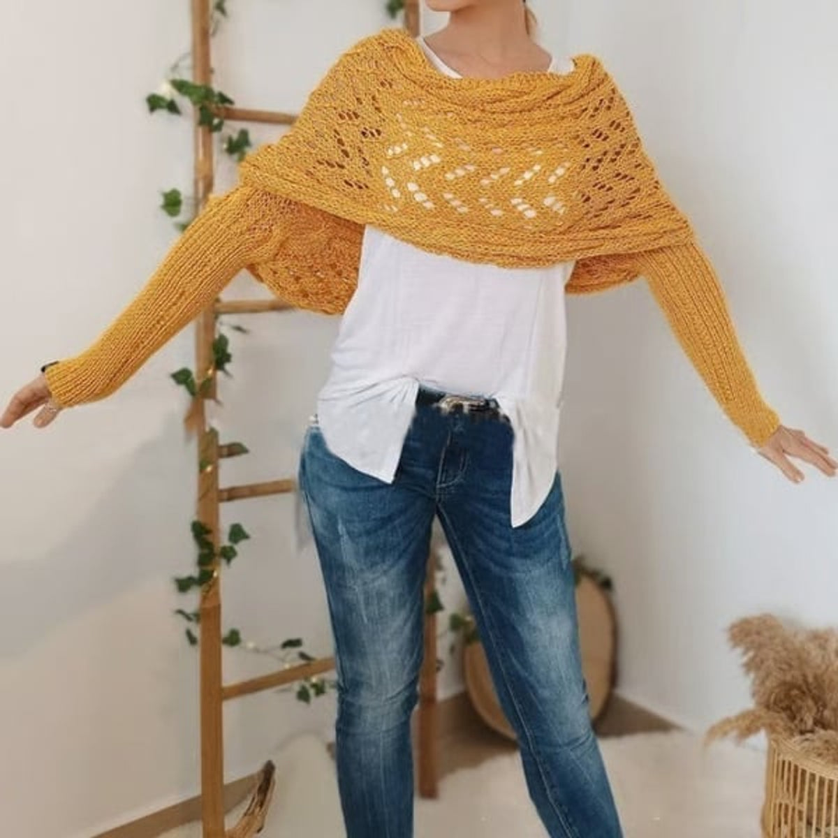 Double Sleeve Scarf Stylish Cozy Versatile Accessory for All Seasons 16