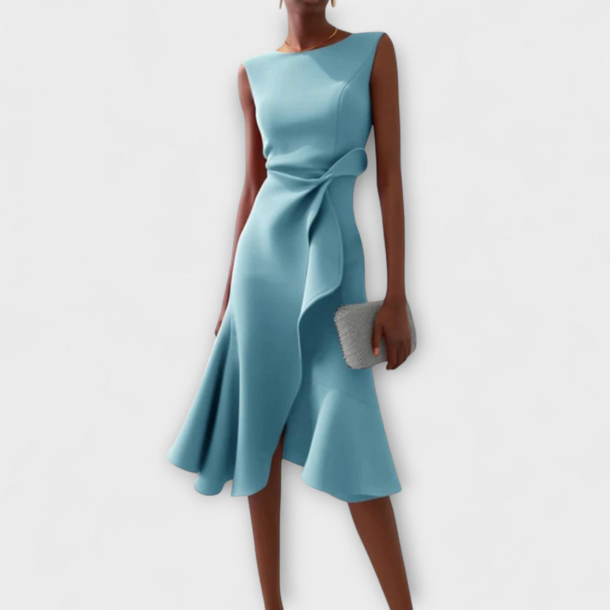 Draped Asymmetric Midi Dress Elegant Sleeveless Design for Women 3