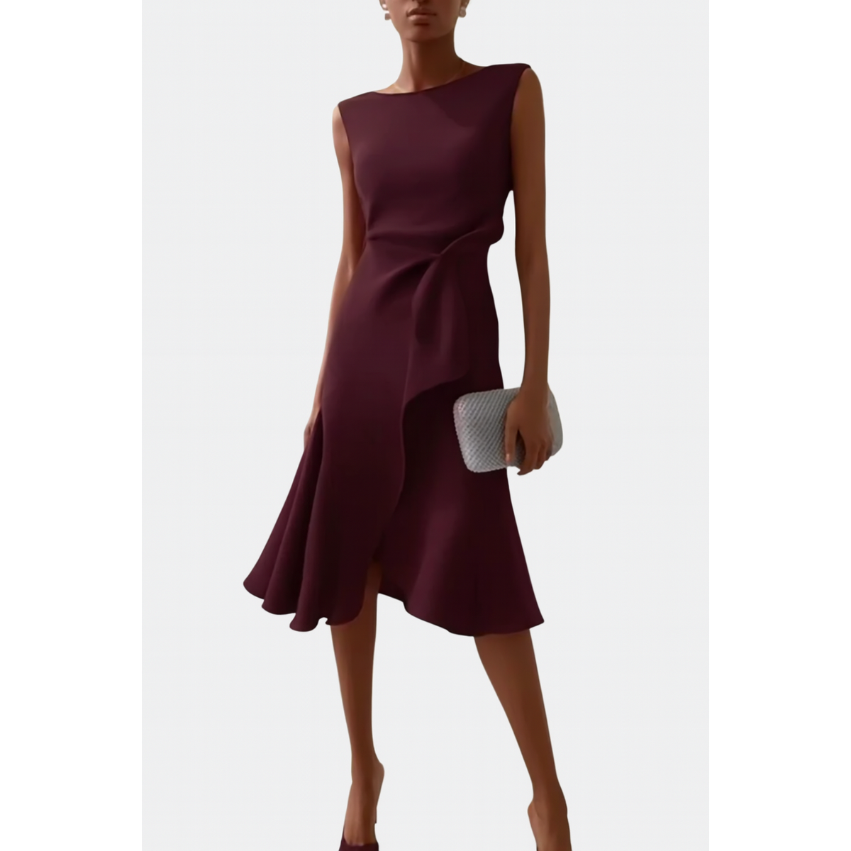 Draped Asymmetric Midi Dress Elegant Sleeveless Design for Women 9