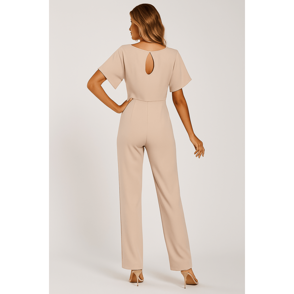 Elegant Black Jumpsuit Women Adjustable Belt Chic Casual Outfit 2