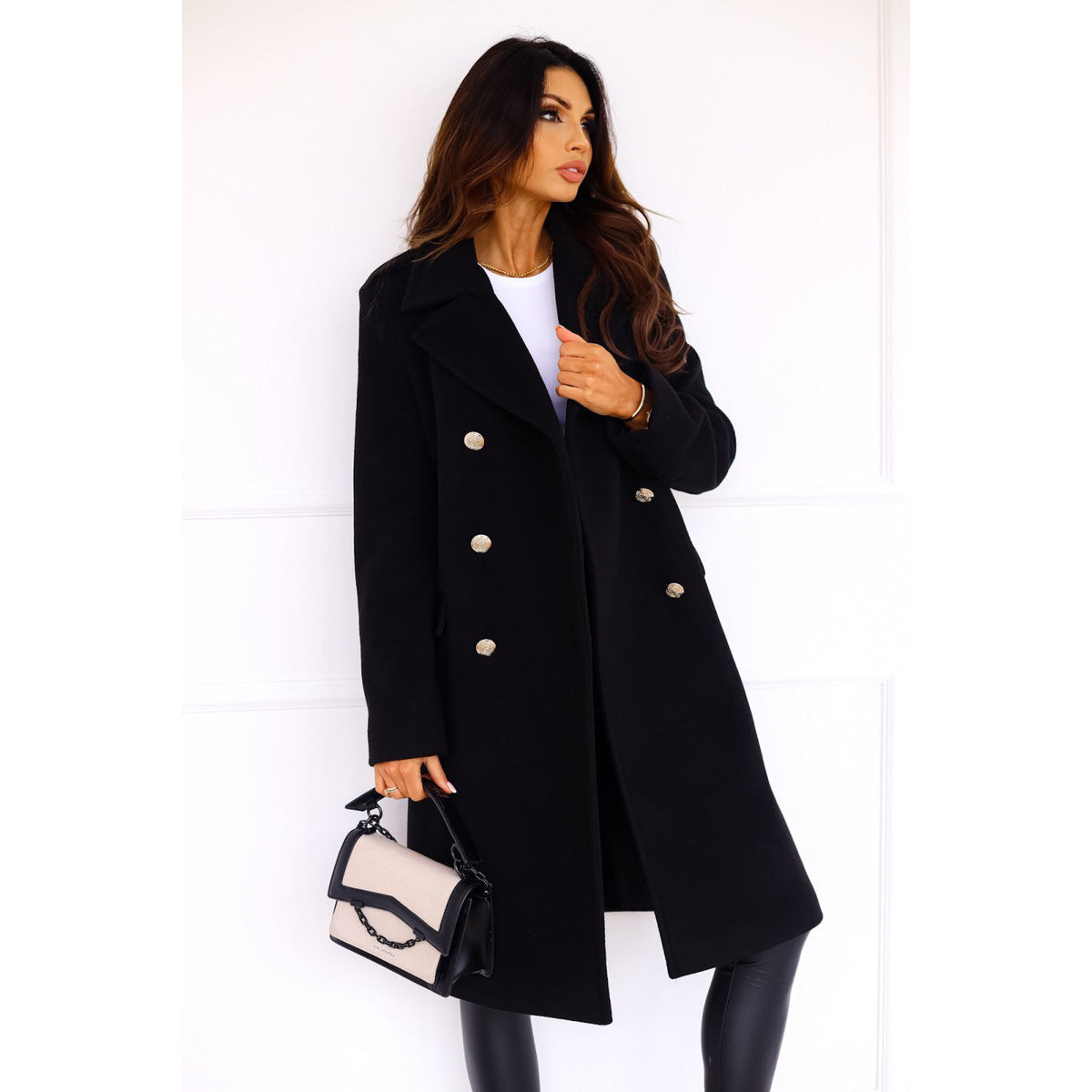 Elegant Double-Breasted Wool Trench Coat Women Winter Chic 4