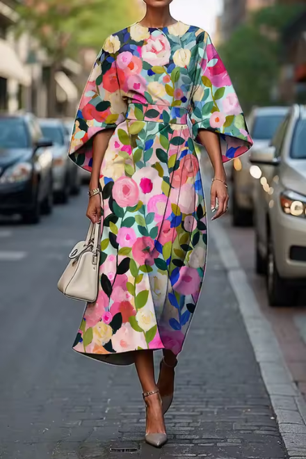 Elegant Floral Dress Women Chic Design Summer Wedding Guest Dresses 0