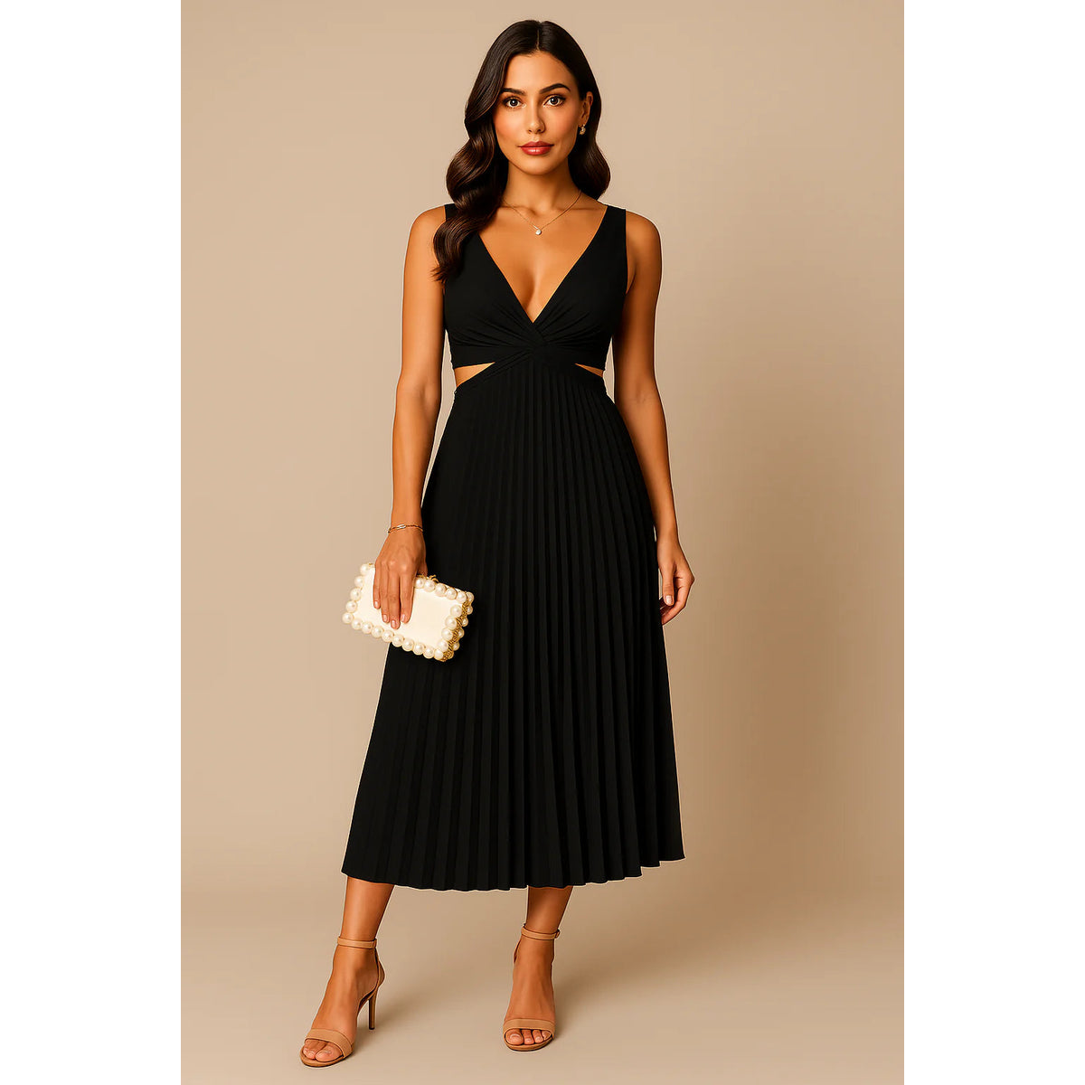Elegant Plissé Evening Dress Midi Timeless Style for Formal Occasions 4