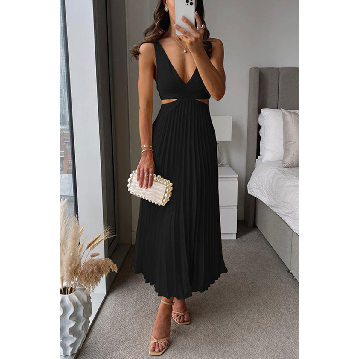 Elegant Plissé Evening Dress Midi Timeless Style for Formal Occasions 7