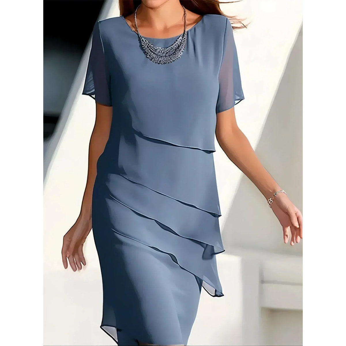 Elegant Slimming Dress for Women Tailored Chic Summer Style 0