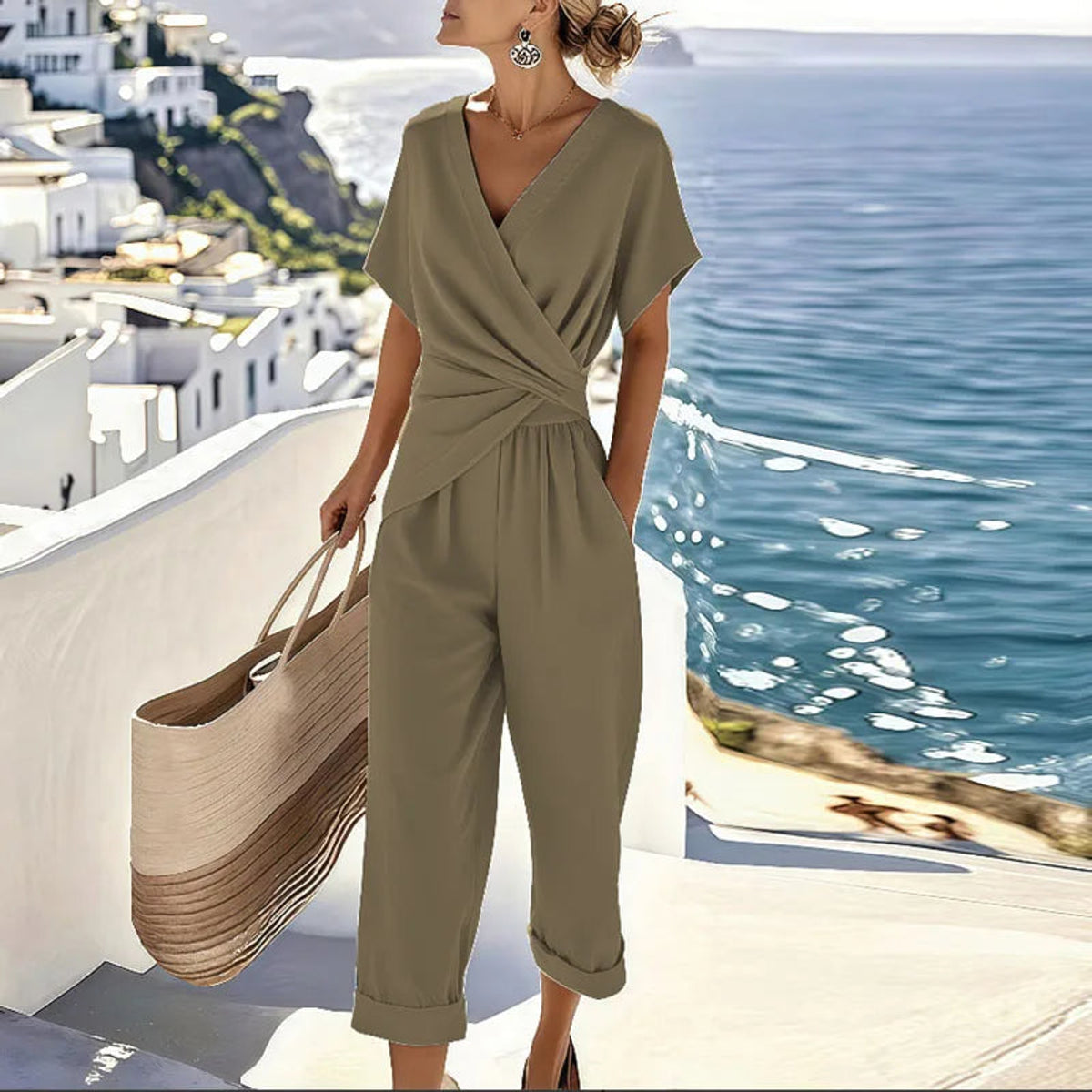 Elegant Two-Piece Set Women's Flattering Wrap Design Lightweight Comfort 2