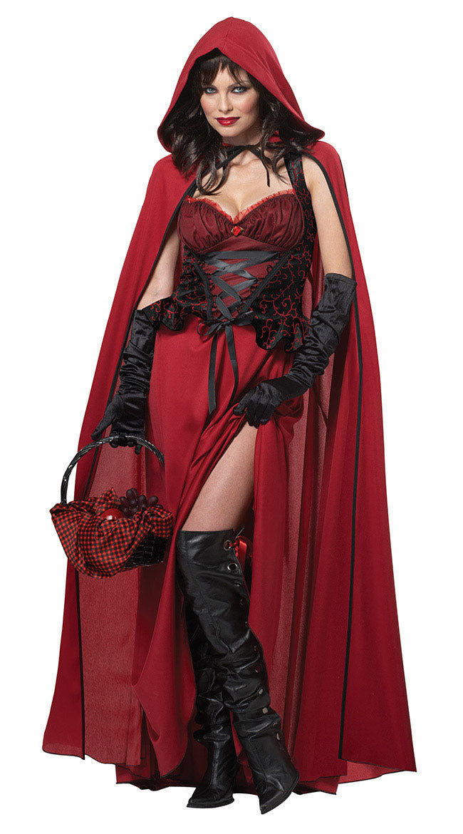Fairytale Dress Costume Maxi Red Hooded Cloak for Women's Halloween Costumes 1