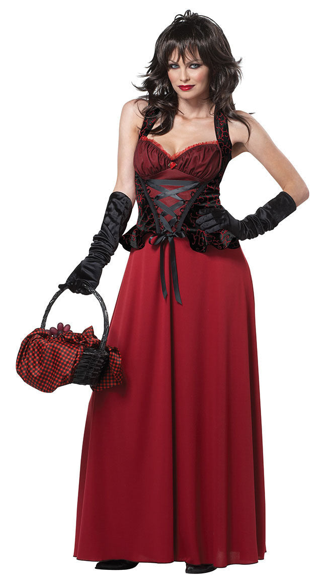 Fairytale Dress Costume Maxi Red Hooded Cloak for Women's Halloween Costumes 2