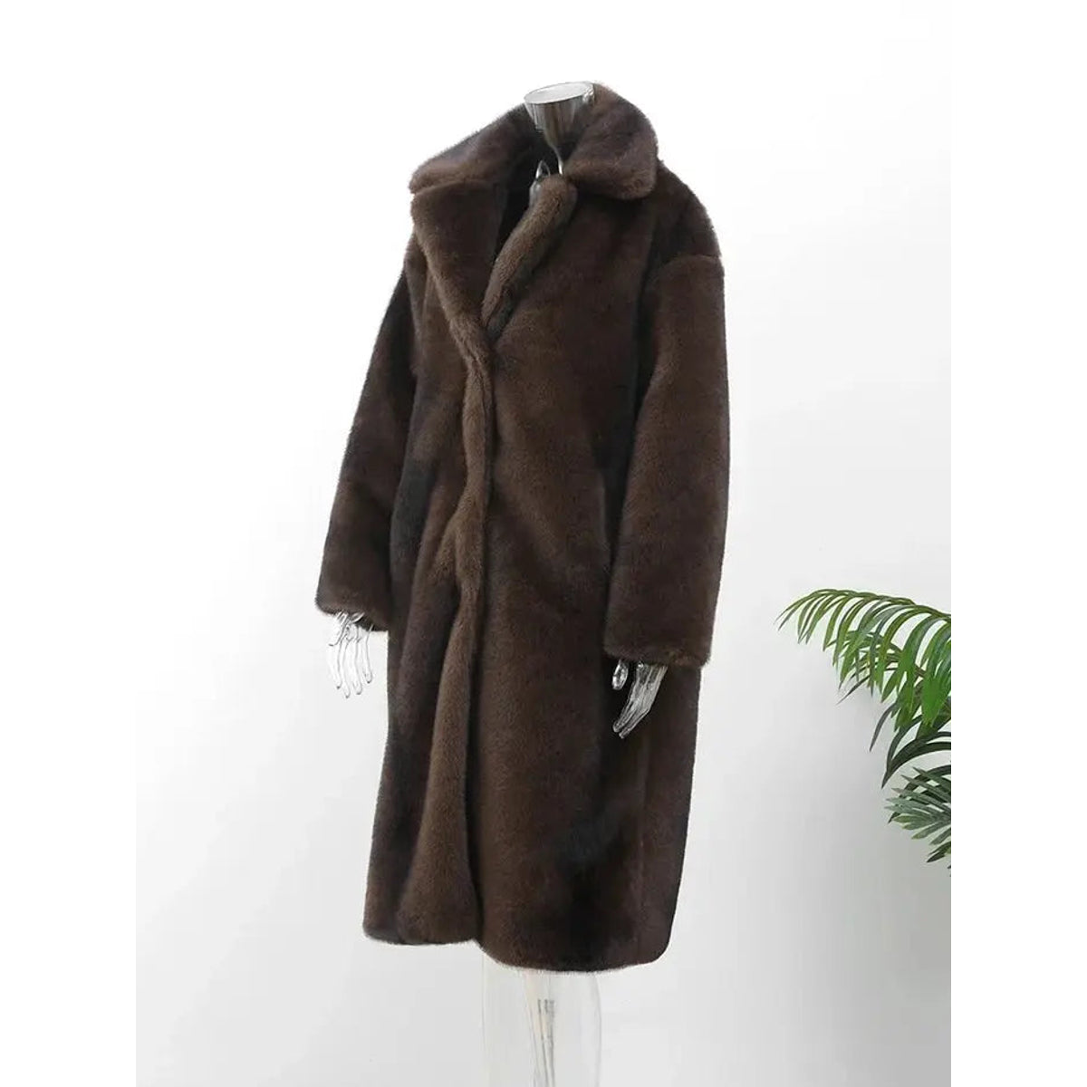 Faux Fur Long Coat Women Stylish Warm Elegant Winter Outerwear 4