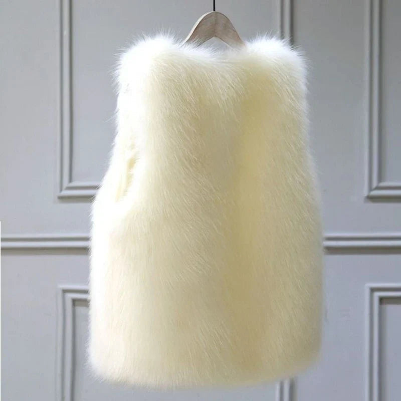 Faux Fur Vest Women Elegant Autumn Winter Outerwear Stylish Warmth 4
