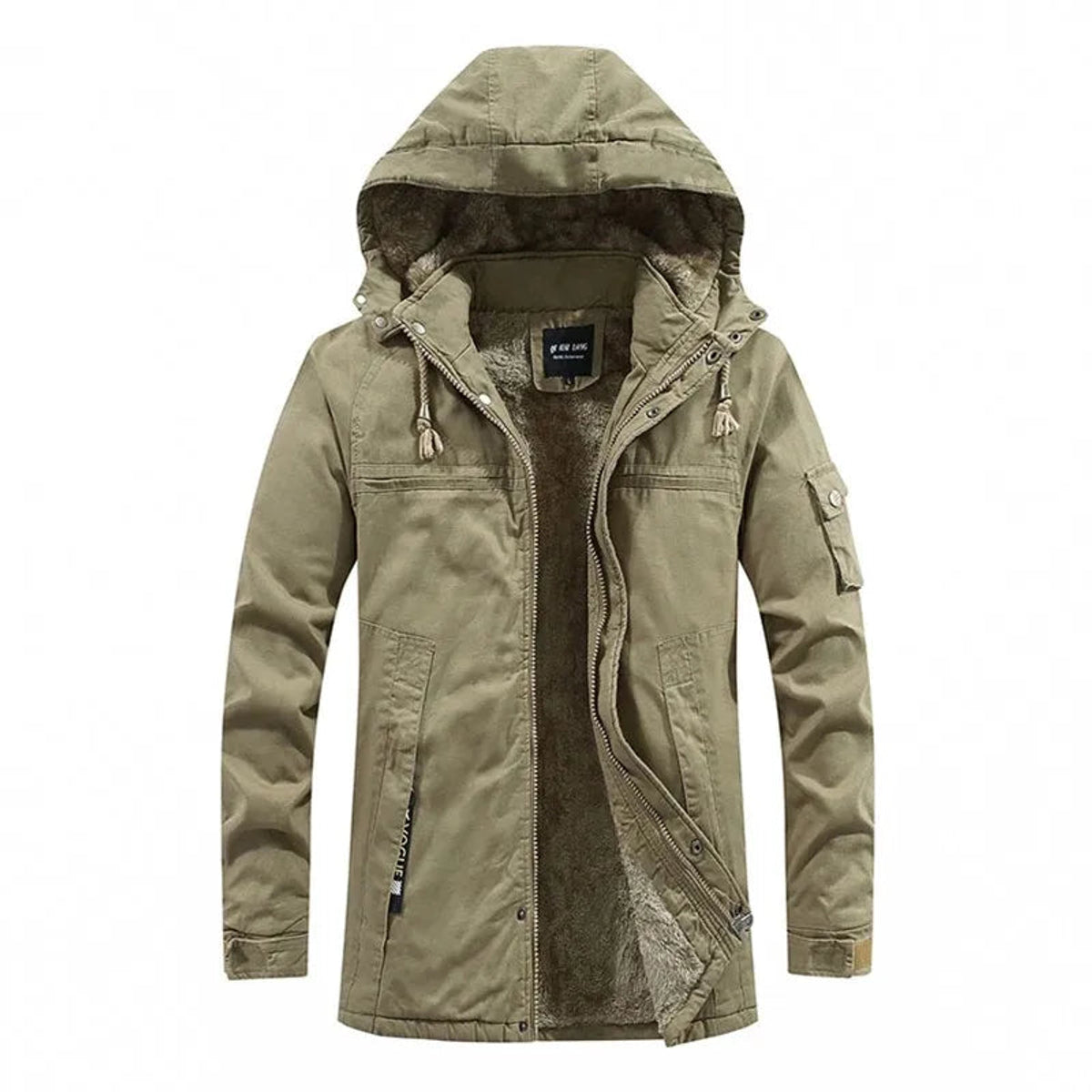 Fleece-Lined Men's Winter Jacket with Hood Elegant Design Warmth and Durability 1