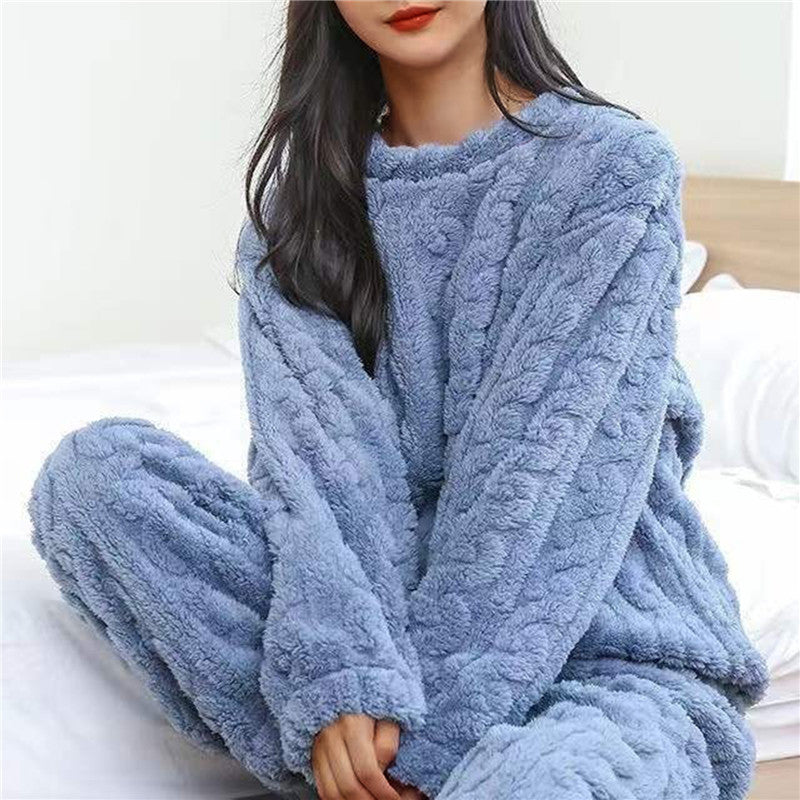 Fleece Pajama Set Women Cozy Warmth for Relaxation Comfortable Sleepwear 0
