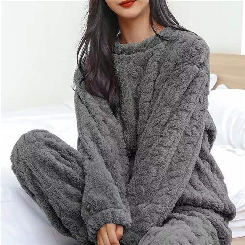 Fleece Pajama Set Women Cozy Warmth for Relaxation Comfortable Sleepwear 3