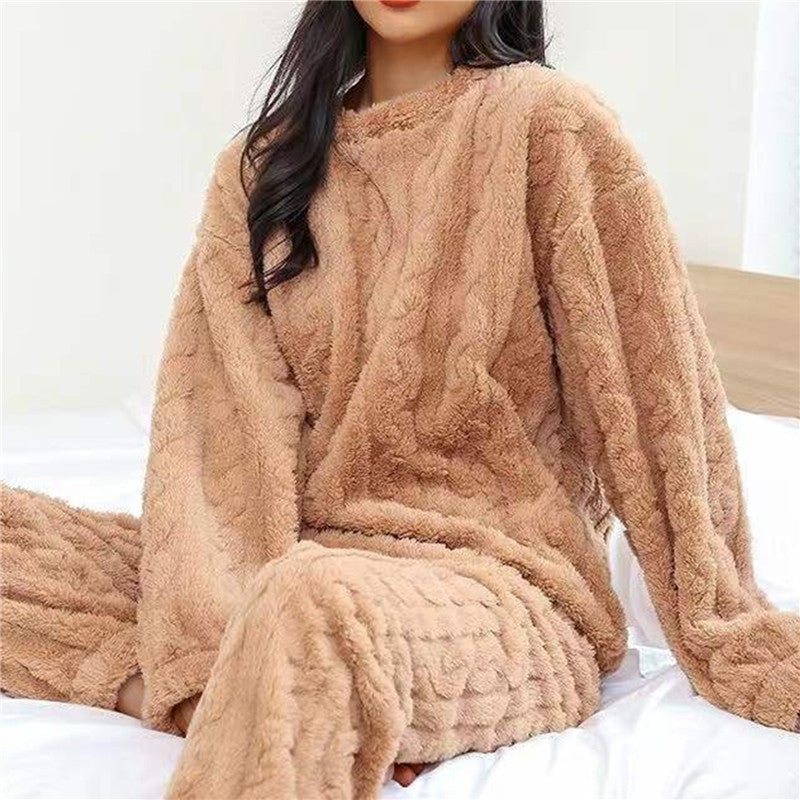 Fleece Pajama Set Women Cozy Warmth for Relaxation Comfortable Sleepwear 6