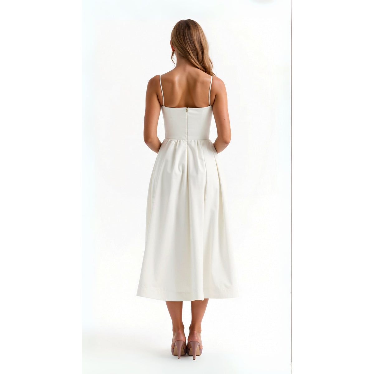 Flowing Midi Dress Women Elegant Soft Fabric Casual Chic 1