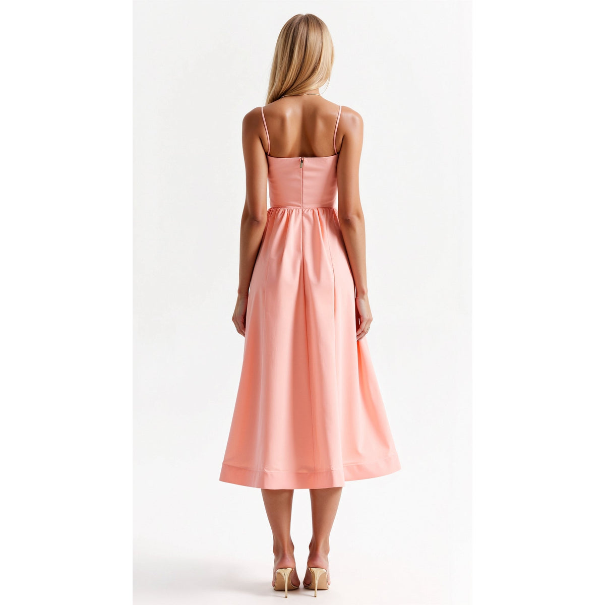 Flowing Midi Dress Women Elegant Soft Fabric Casual Chic 4