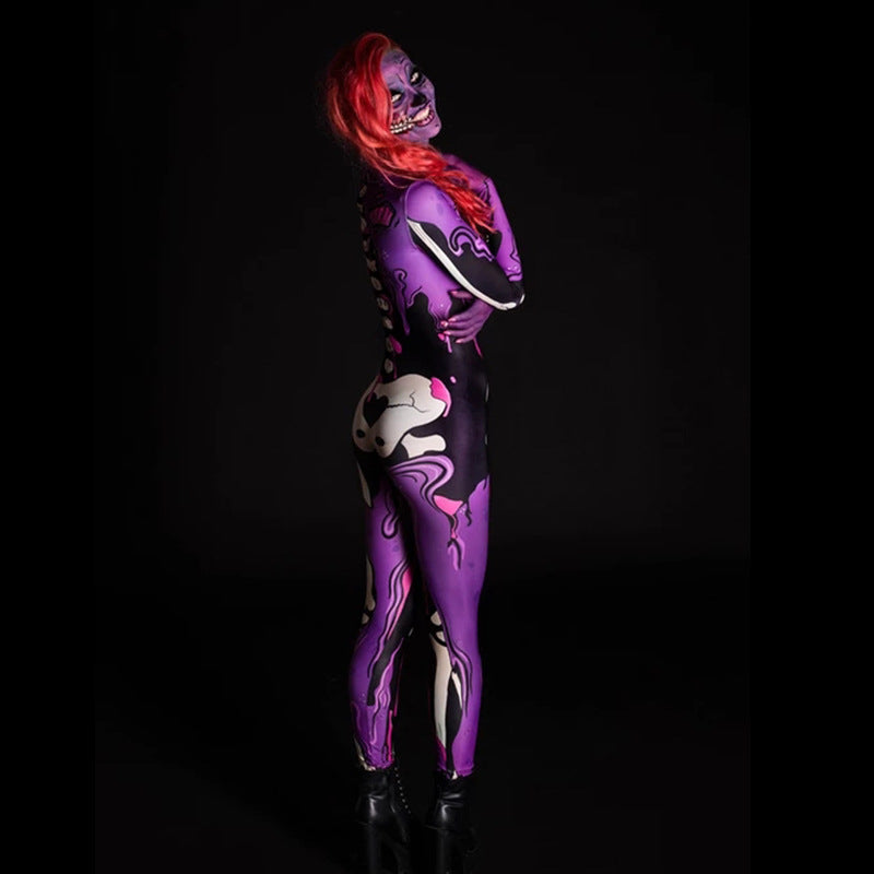 Full Body Costume Women Creative Skeletal Design Vibrant Colors 4