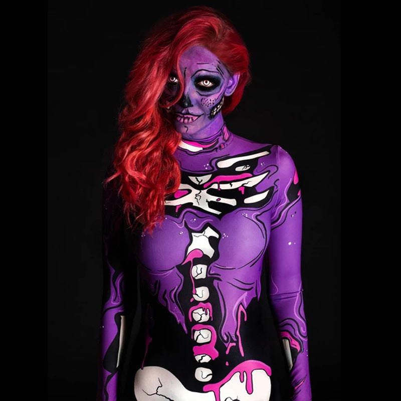 Full Body Costume Women Creative Skeletal Design Vibrant Colors 6