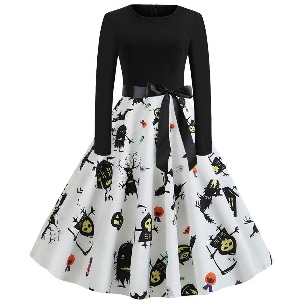 Gothic Caricature Costume Halloween Midi Outfit Unique Design for Women 1