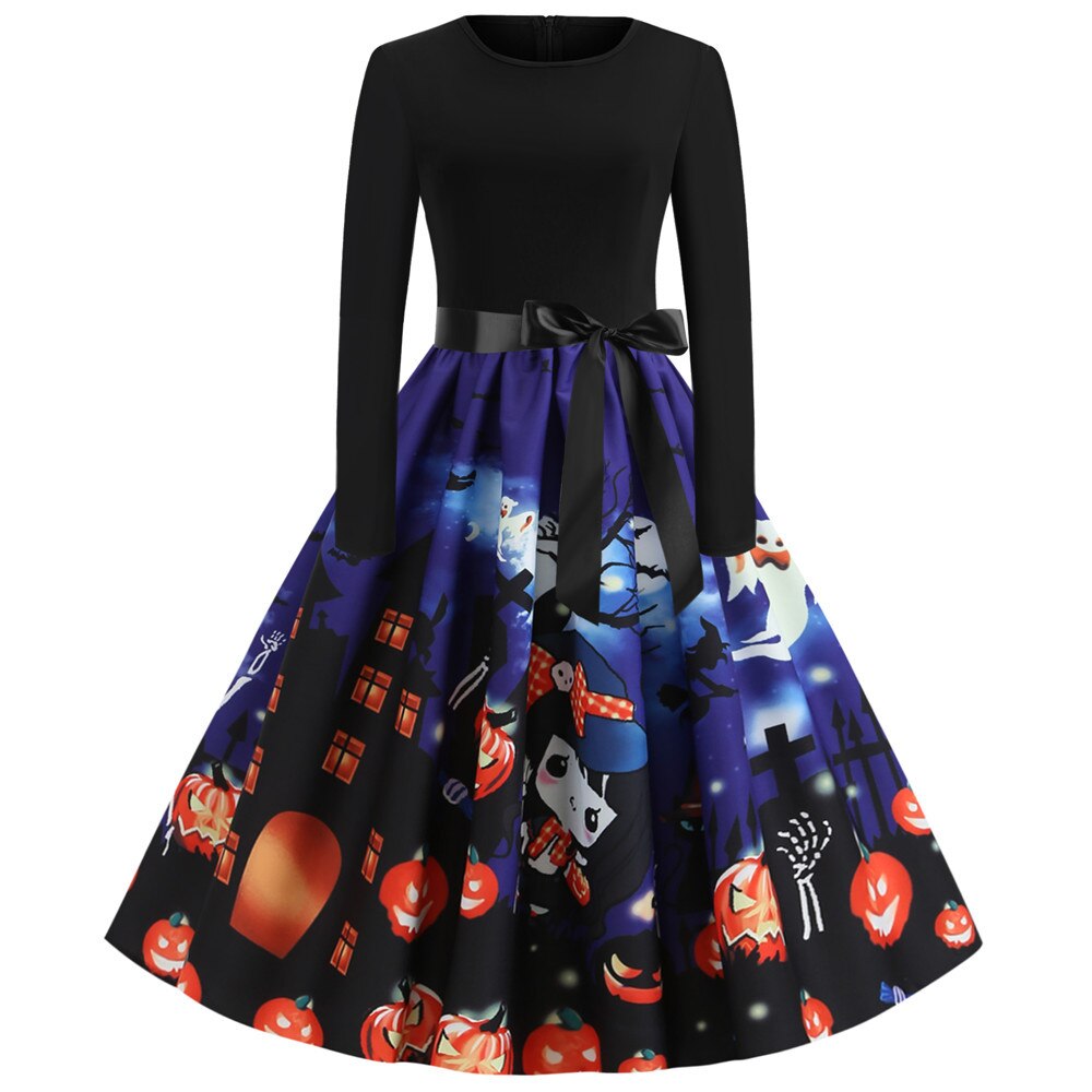 Gothic Caricature Costume Halloween Midi Outfit Unique Design for Women 12