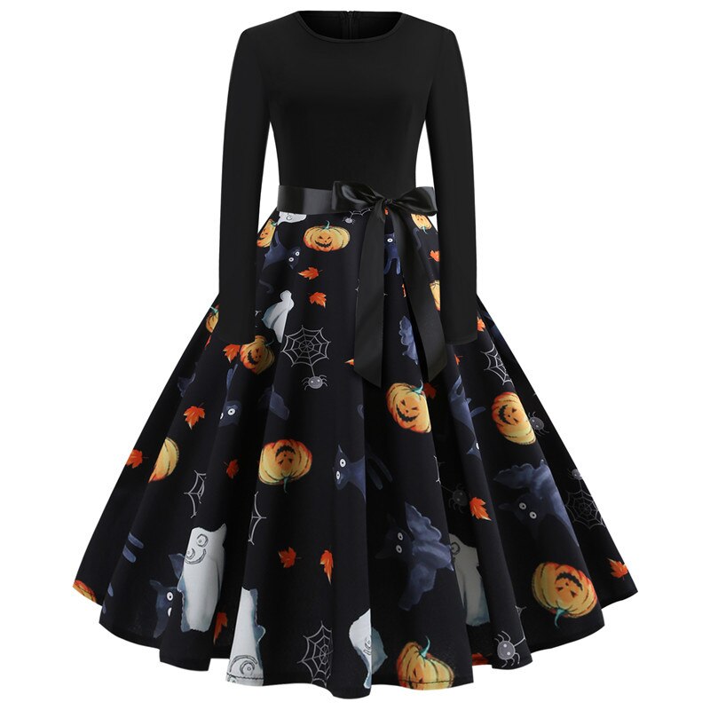 Gothic Caricature Costume Halloween Midi Outfit Unique Design for Women 13