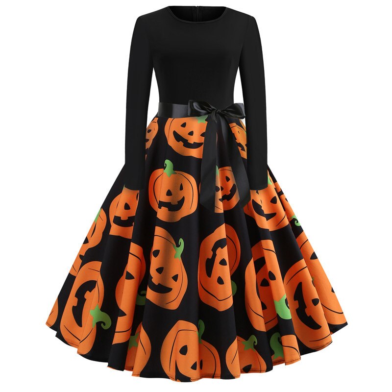 Gothic Caricature Costume Halloween Midi Outfit Unique Design for Women 14