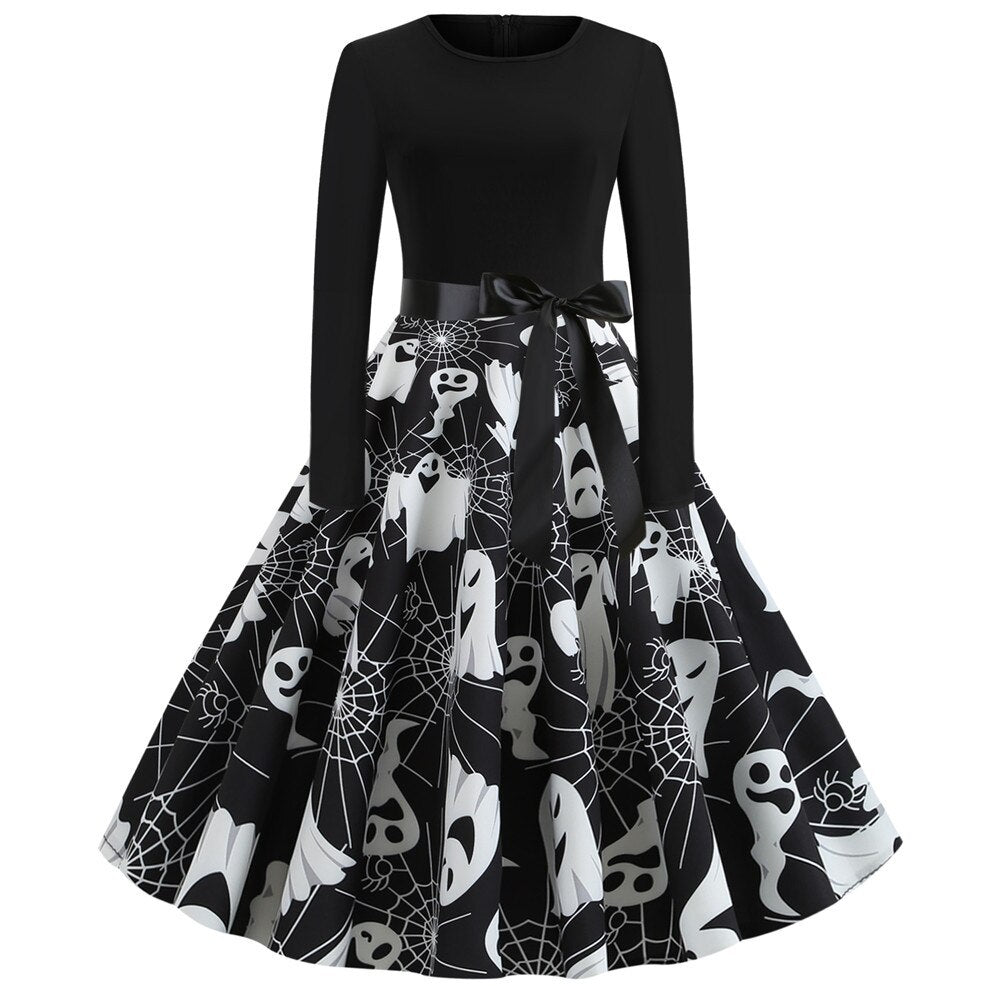 Gothic Caricature Costume Halloween Midi Outfit Unique Design for Women 2