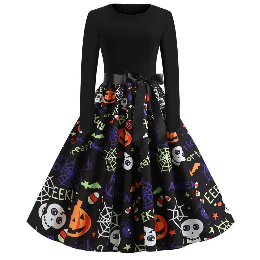Gothic Caricature Costume Halloween Midi Outfit Unique Design for Women 9