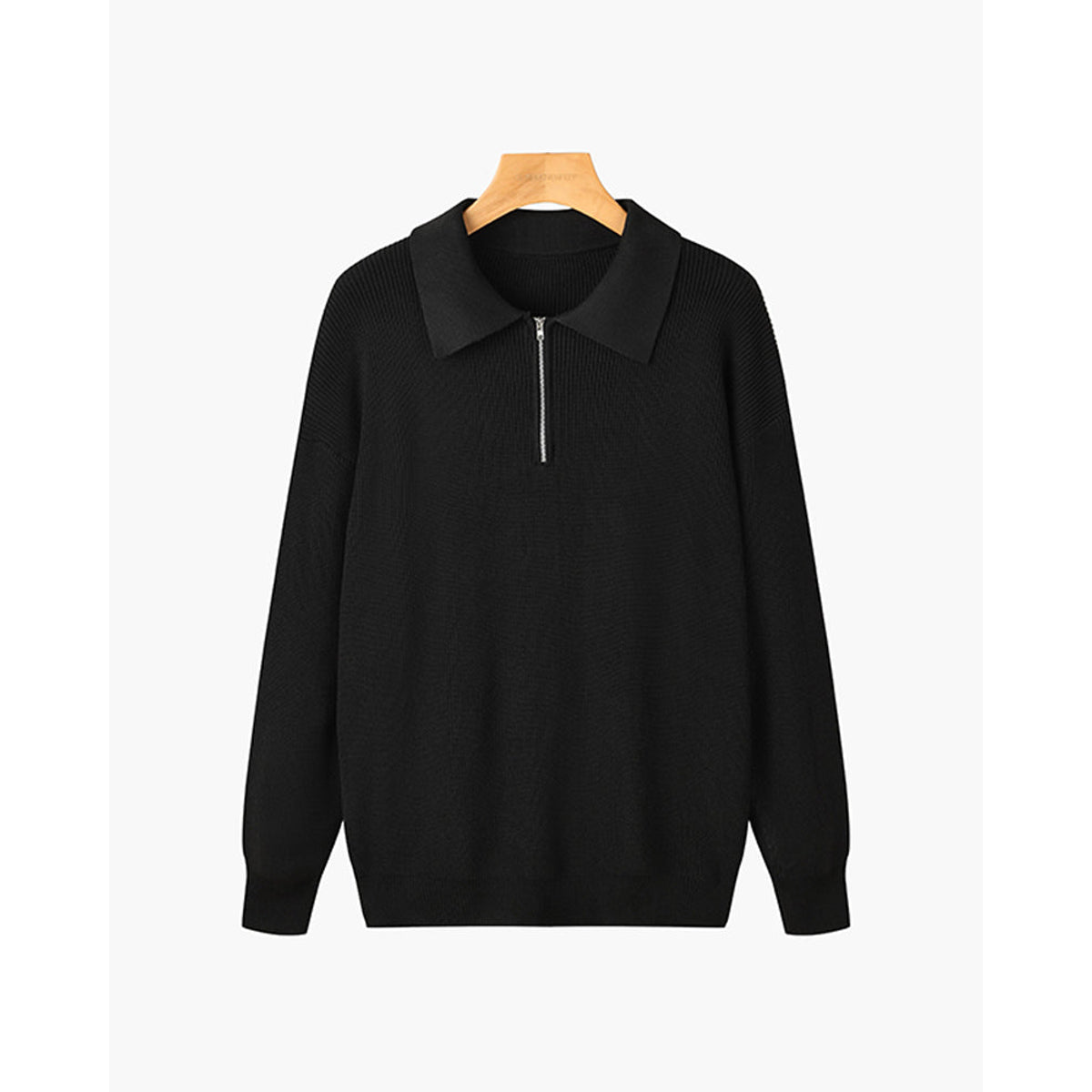 Half-Zip Polo Sweater Men Cotton Textured Design Casual Stylish 8