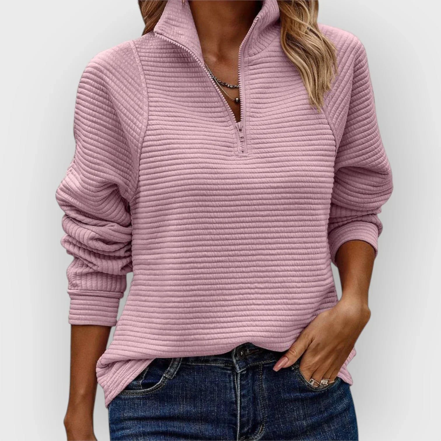 Half-Zip Pullover Chic Comfort Elegant Versatile Style for Women 0