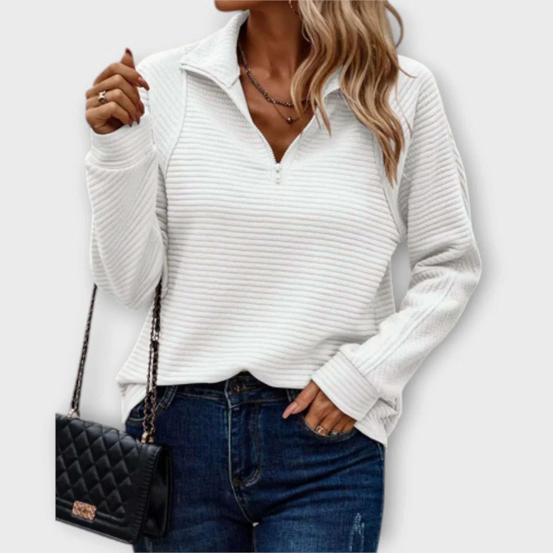 Half-Zip Pullover Chic Comfort Elegant Versatile Style for Women 1