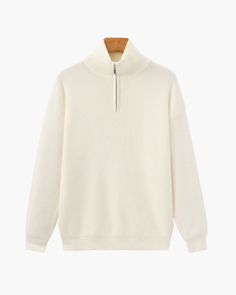 Half-Zip Sweatshirt Men Modern Knit Pullover for Effortless Style 9